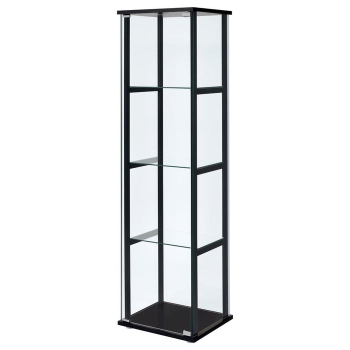 Cyclamen - 4-Shelf Glass Curio Cabinet - Black And Clear - Simple Home Plus