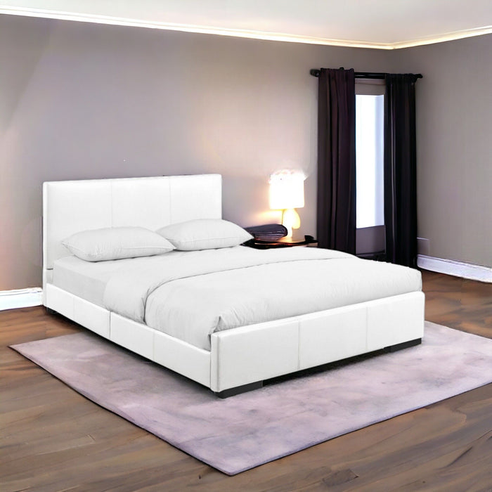 Upholstered Queen Platform Bed - White