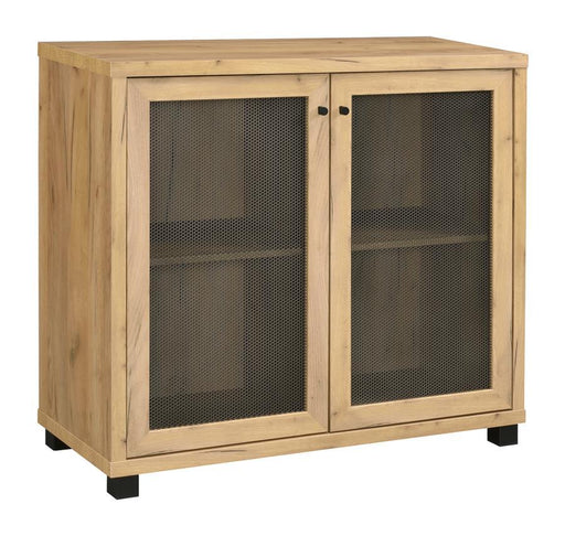Mchale - Accent Cabinet With Two Mesh Doors - Golden Oak - Simple Home Plus