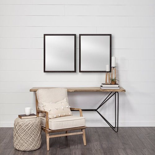 Rectangle Accent Mirror With Oxidized Frame - Black