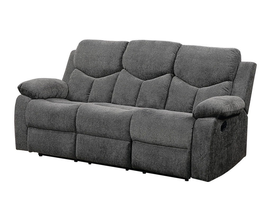 Chenille Reclining Sofa With Black Legs - Gray