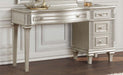 Evangeline - 4-Drawer Vanity Table With Faux Diamond Trim - Silver And Ivory - Simple Home Plus