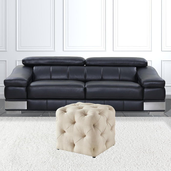 Linen Cube Ottoman - Beige