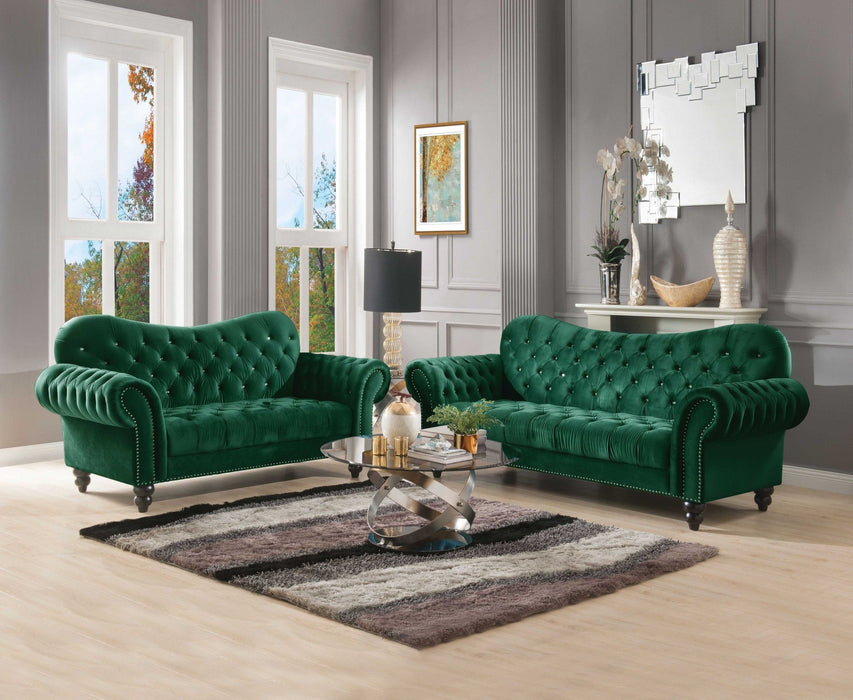 Velvet Loveseat - Green / Black