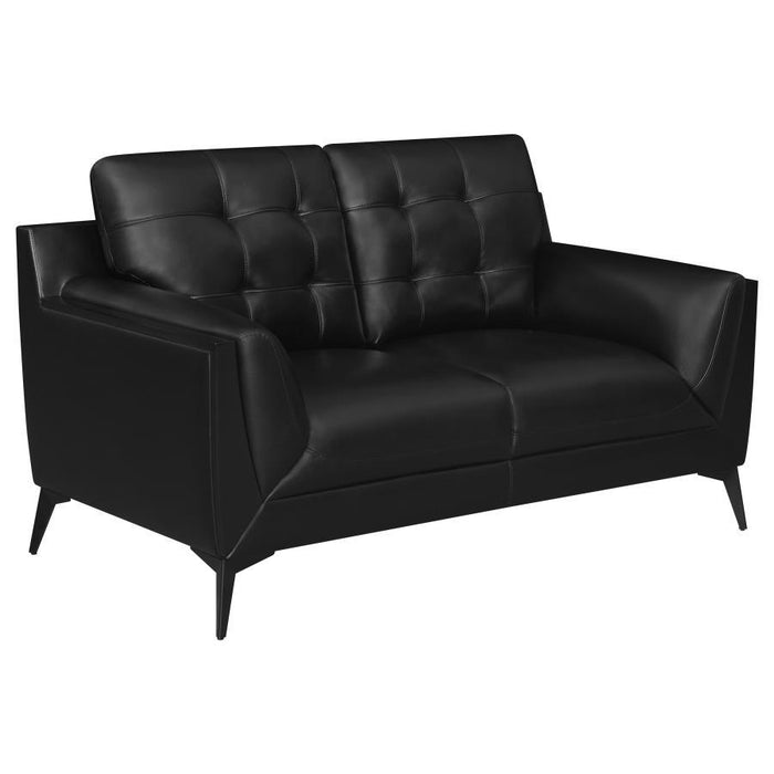 Moira - Upholstered Tufted Loveseat With Track Arms - Black - Simple Home Plus