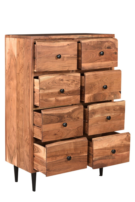 Solid Wood Eight Drawer Chest - Brown