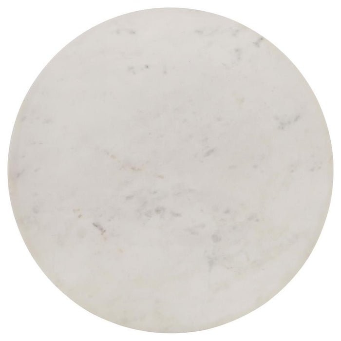 Aldis - Round Marble Top End Table - White And Natural - Simple Home Plus