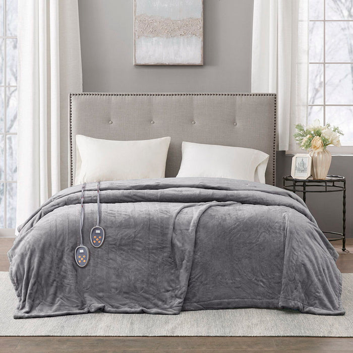 Heated Plush - Blanket - Gray