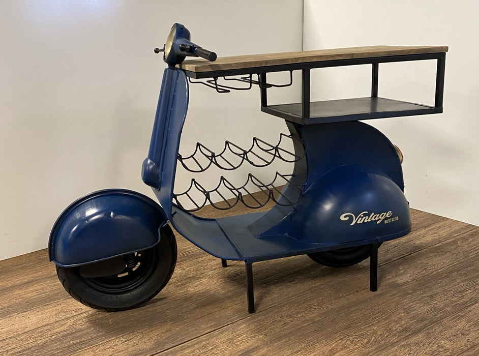 Vintage Blue Scooter Bar Cart - Blue