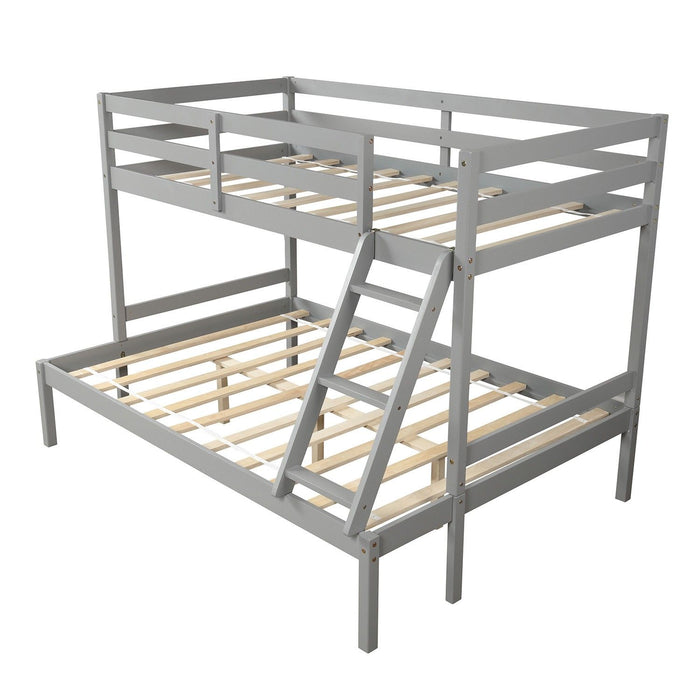 Twin Size Full Size Bunk Bed - Gray