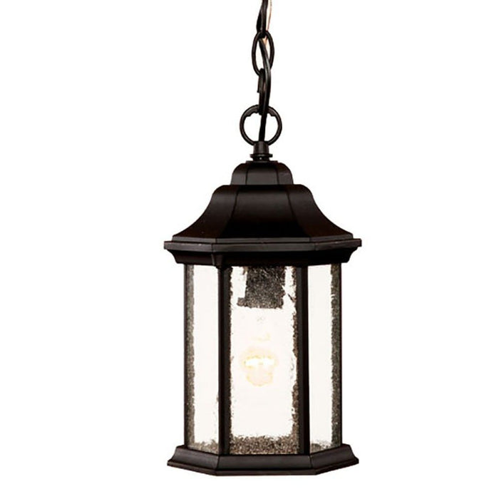 Textured Glass Lantern Hanging Light - Antique Black