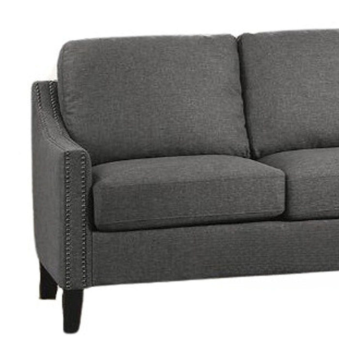 Linen Sofa & Black Legs - Gray