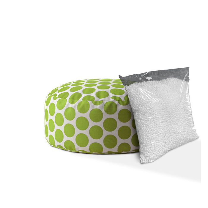 Cotton Round Polka Dots Pouf Cover - Green / White