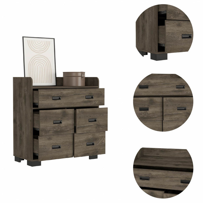 Five Drawer Dresser - Dark Brown