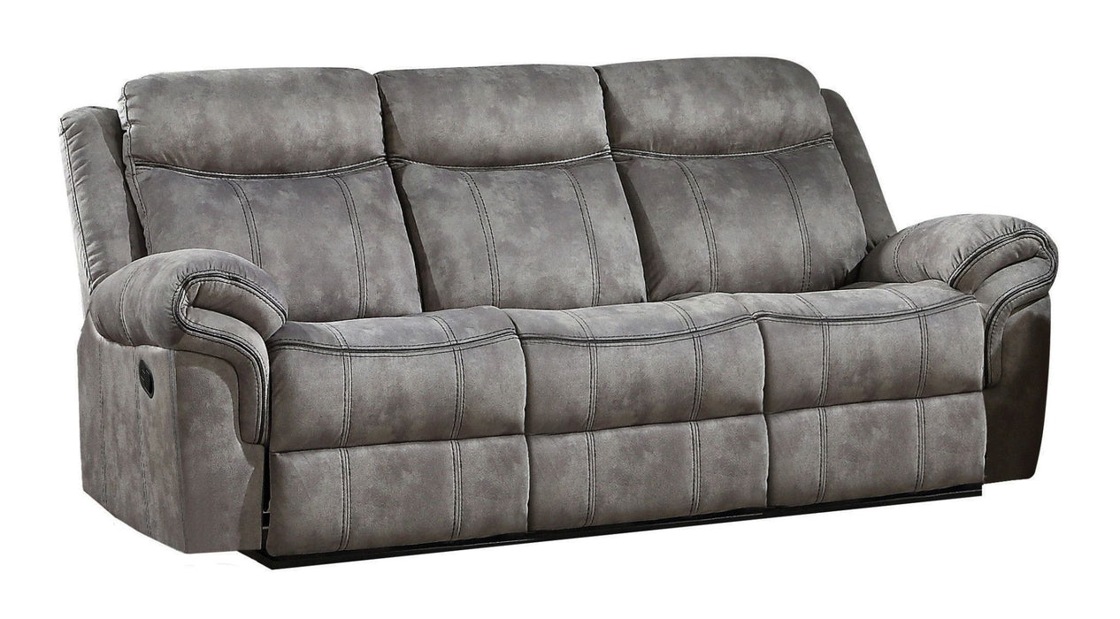 Velvet Reclining USB Sofa With Black Legs - Gray