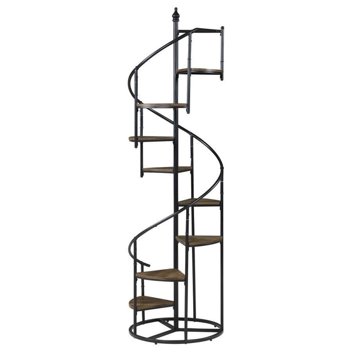 Roseglen - 8-Shelf Staircase Bookcase - Rustic Brown And Black - Simple Home Plus