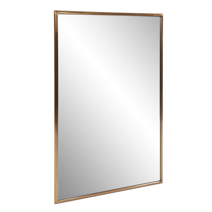 Antiqued Rectangular Wall Mirror - Brushed Brass