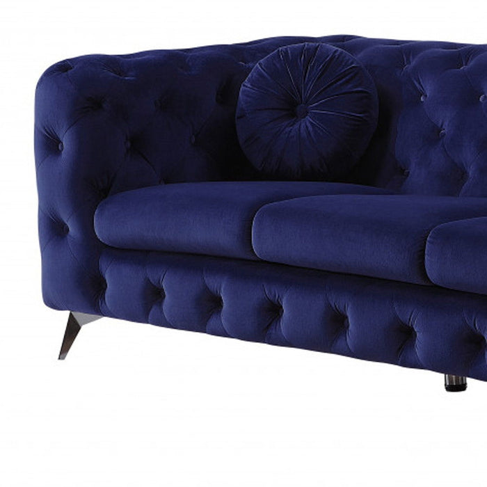 Velvet Sofa & Silver Legs - Blue