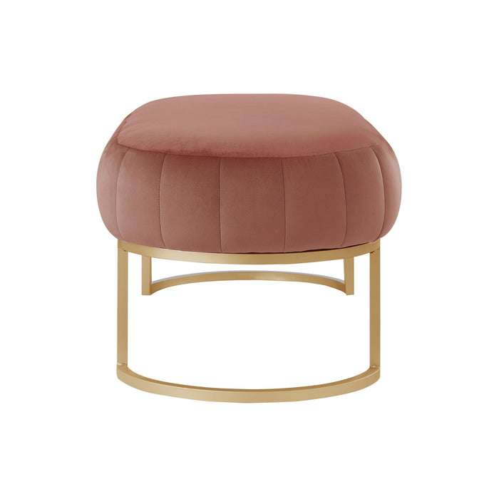 Velvet Upholstered Bench - Gold / Blush