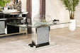 Marilyn - Pedestal Rectangle Glass Top Dining Table - Mirror - Simple Home Plus