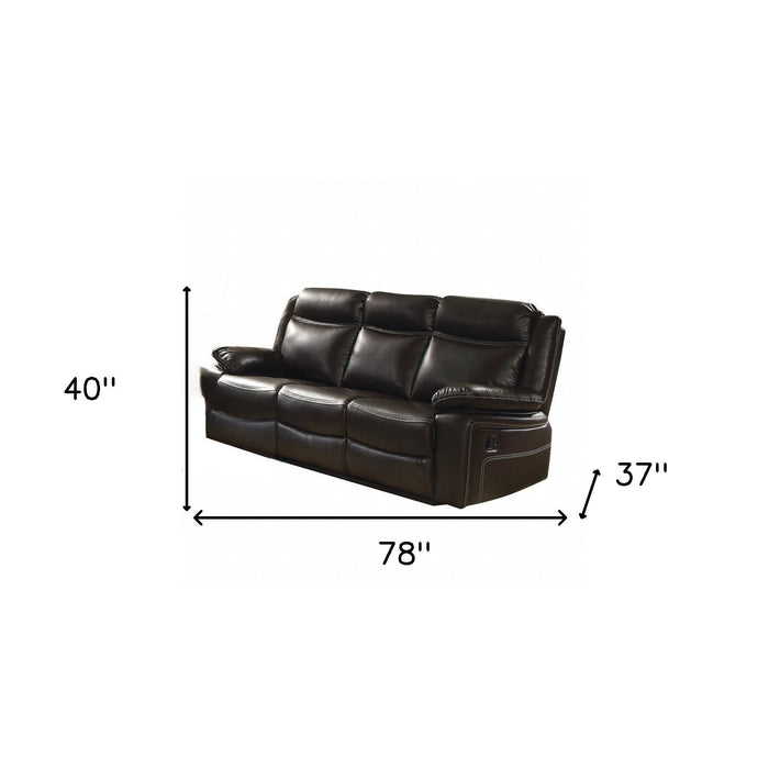 Faux Leather Reclining Sofa - Espresso And Black