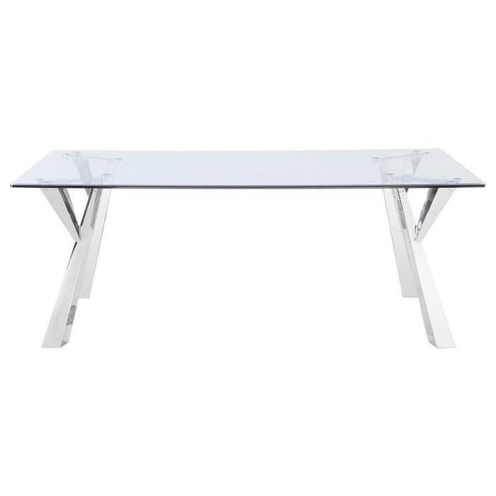 Alaia - Rectangular Glass Top Dining Table - Clear And Chrome - Simple Home Plus