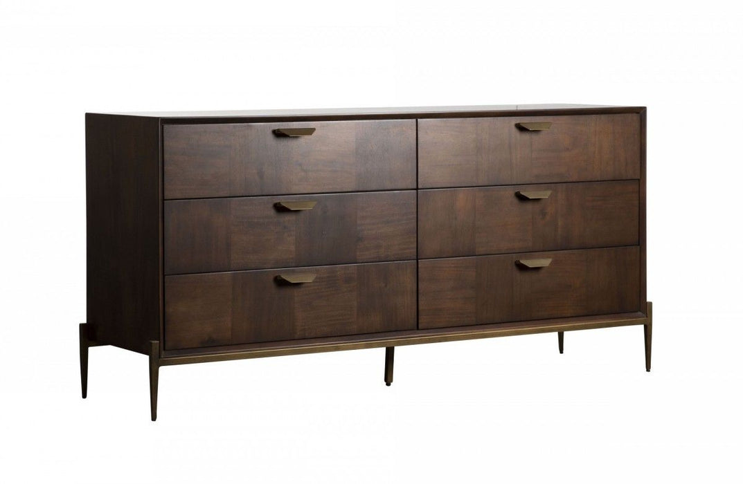 Six Drawer, Double Dresser - Dark Brown