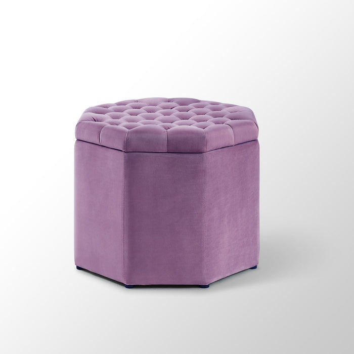 Velvet Tufted Specialty Storage - Mauve / Black