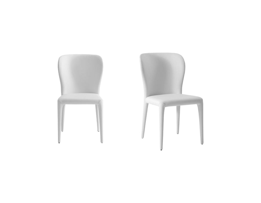 Upholstered Faux Leather Dining Side Chairs (Set of 2) - White