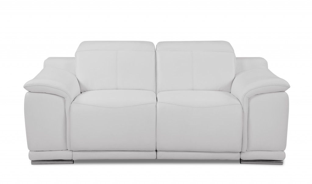 Three Piece Six Person Seating Set Italian Leather Indoor - White