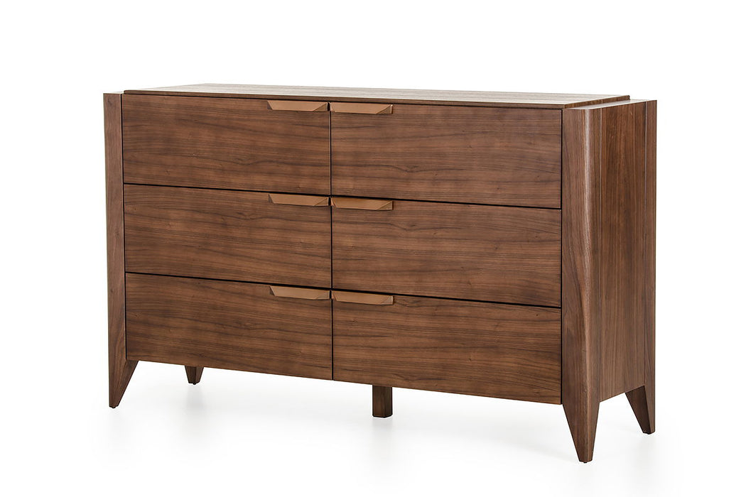 Veneer And Dresser With 6 Drawers - Tobacco