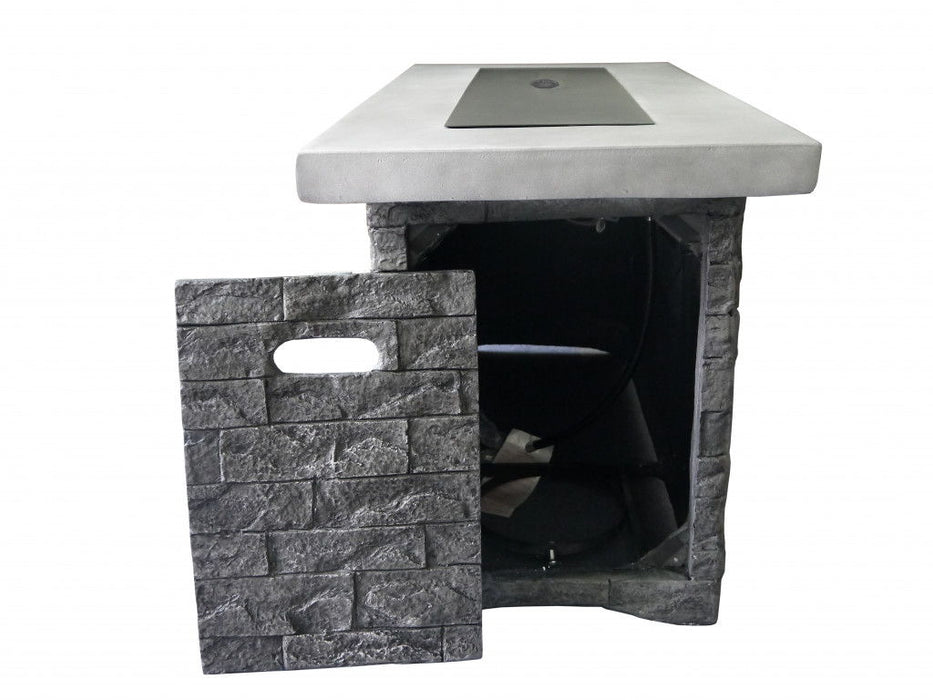 Rectangular Brick Gas Fire Pit With Lava Rocks - Gray