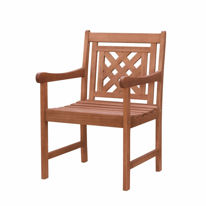 Dining Armchair With Hatched Back - Brown