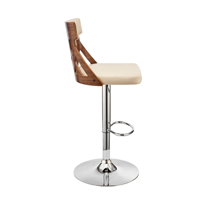 45" Swivel Adjustable Height Bar Chair - Cream / Silver