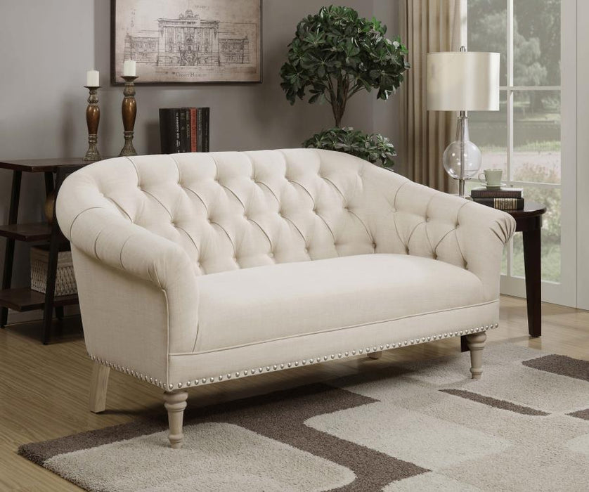 Billie - Tufted Back Settee With Roll Arm - Natural - Simple Home Plus
