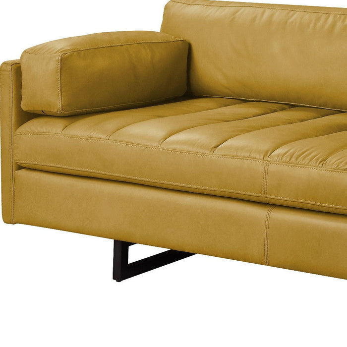 Top Grain Leather Sofa With Black Legs - Mustard