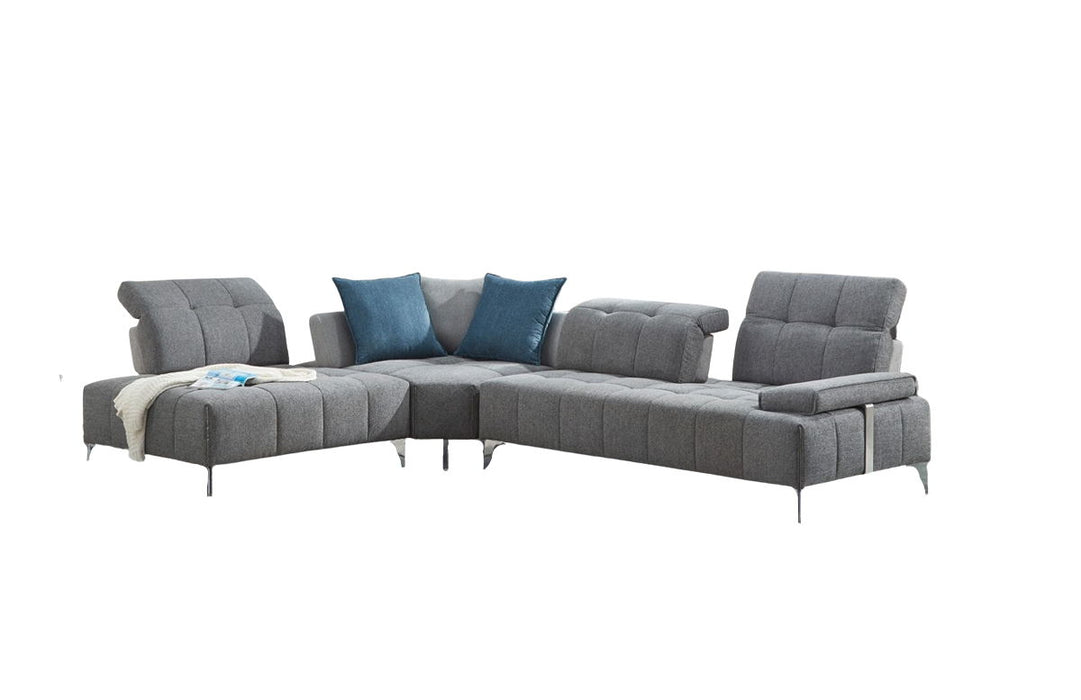 Polyester Modular L Shaped Three Piece Corner Sectional - Gray