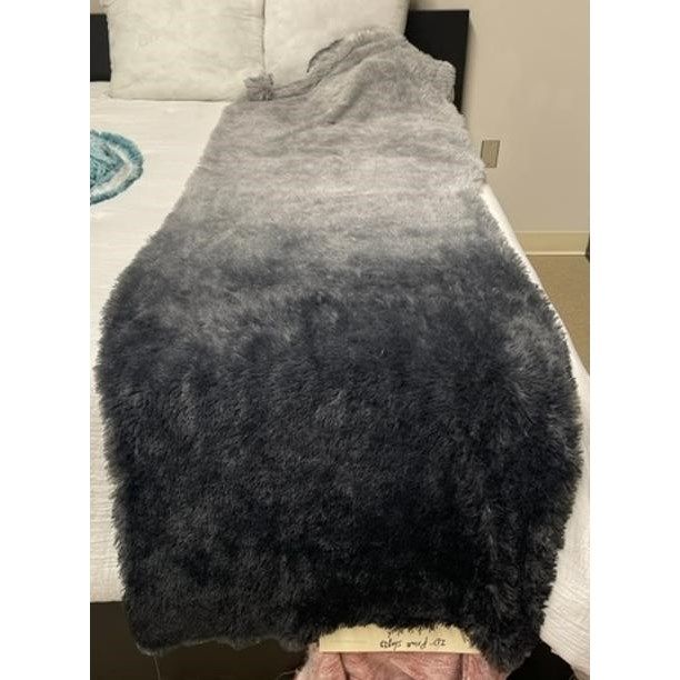 Brielle - King Ombre Shaggy Long Comforter Mini Set - Gray