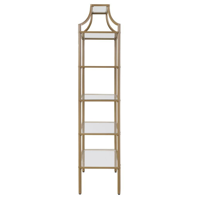 Serena - 5-Tier Tempered Glass Shelves Bookcase - Matte Gold - Simple Home Plus