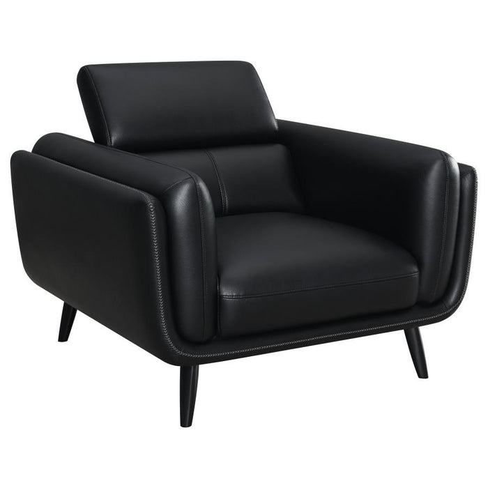 Shania - Track Arms Chair With Tapered Legs - Black - Simple Home Plus