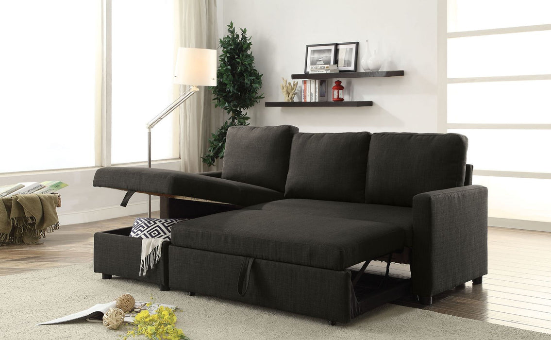 Linen Sleeper L Shaped Two Piece Sofa And Chaise - Charcoal