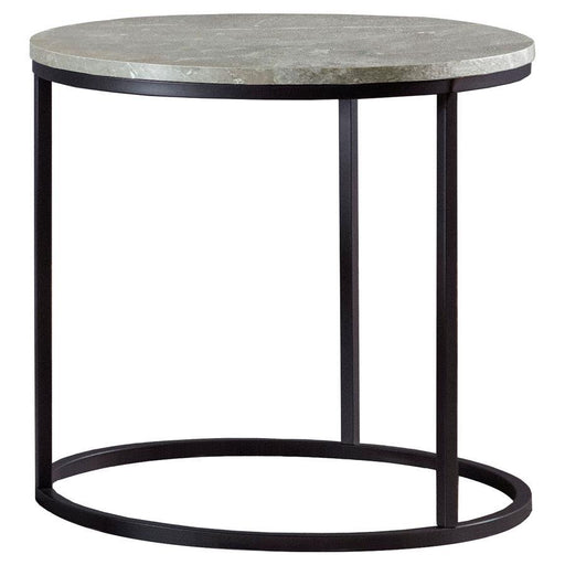 Lainey - Faux Marble Round Top End Table - Gray And Gunmetal - Simple Home Plus