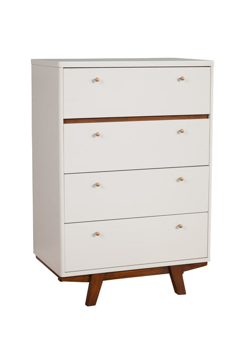 Solid Wood 4 Drawer Chest - Brown / White