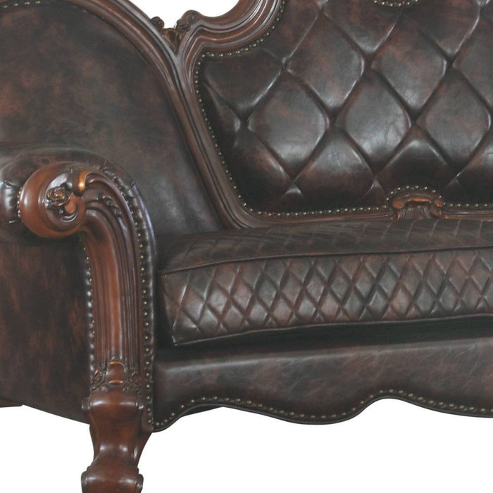 Faux Leather Sofa And Toss Pillows - Dark Brown