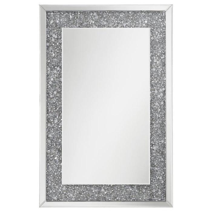 Valerie - Crystal Inlay Rectangle Wall Mirror - Silver - Simple Home Plus