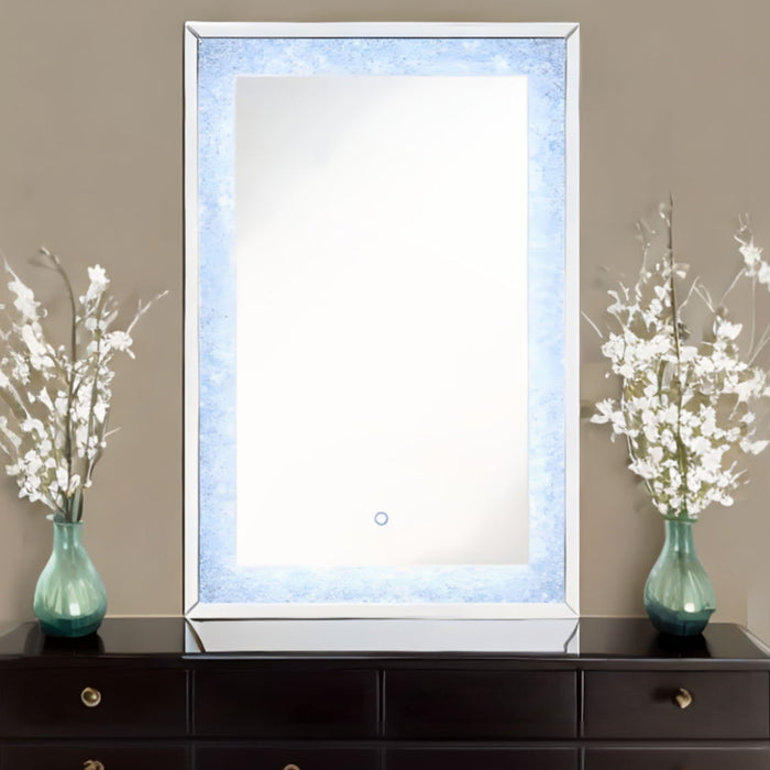 47" Faux Diamonds Lighted Accent Mirror - Mirrored