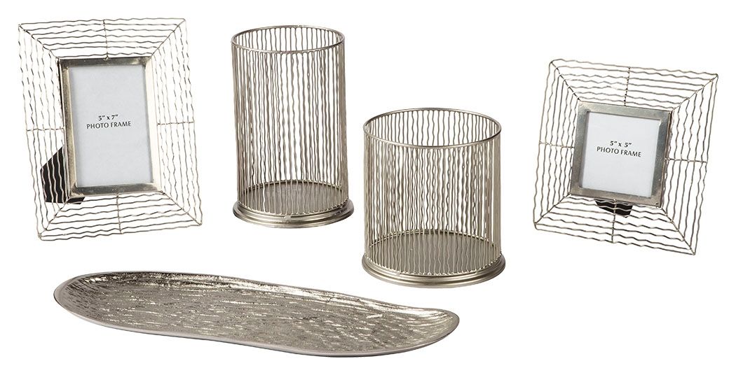 Dympna - Silver Finish - Accessory Set (Set of 5) - Simple Home Plus