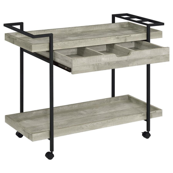 Ventura - Bar Cart With Storage Drawer - Gray Driftwood - Simple Home Plus