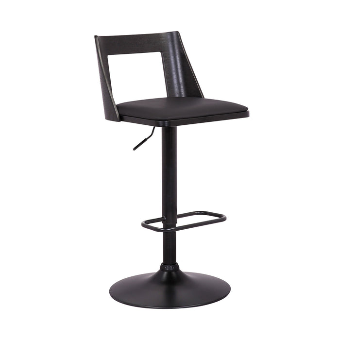 Faux Leather Swivel Adjustable Height Bar Chair - Black