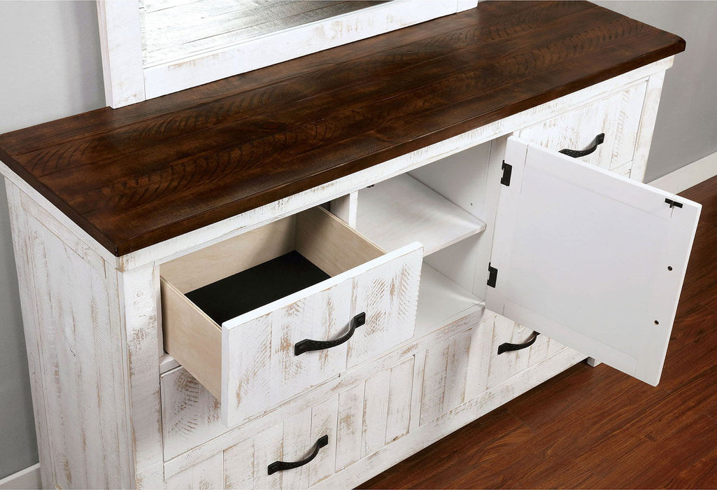 Alyson - Dresser - Distressed White / Walnut - Simple Home Plus